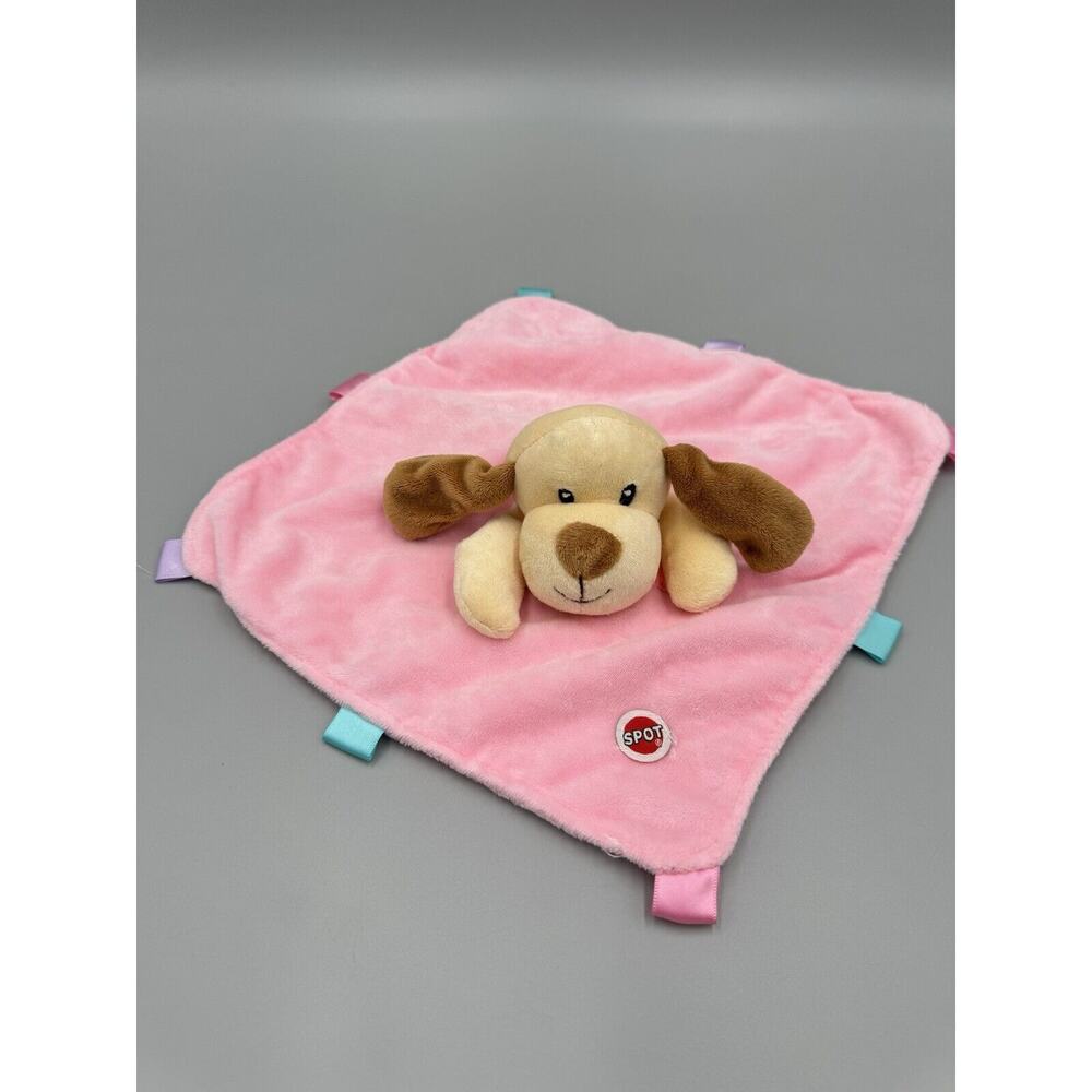 Spot Brown Puppy Dog Lovey Baby Pink Soft Security Blanket